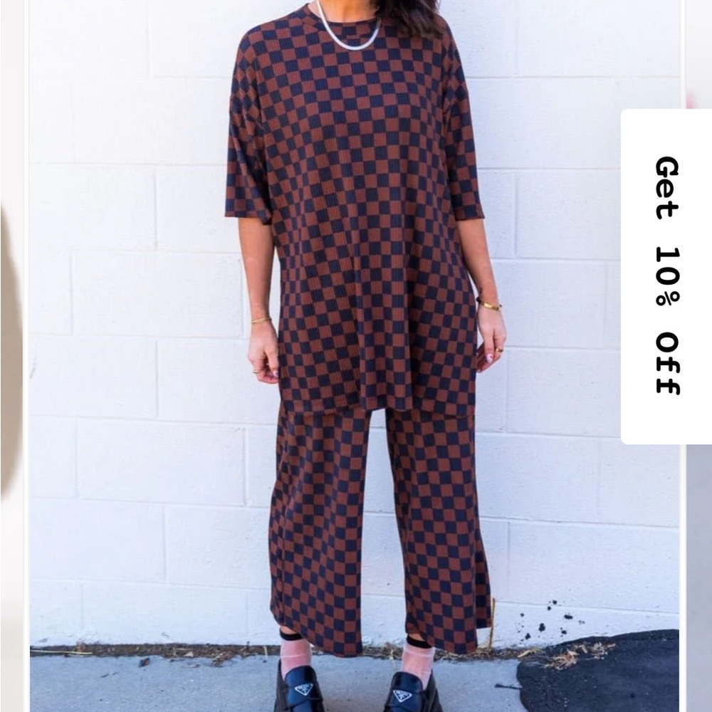 Dressed in Lala - Mocha and Black Checkered Set